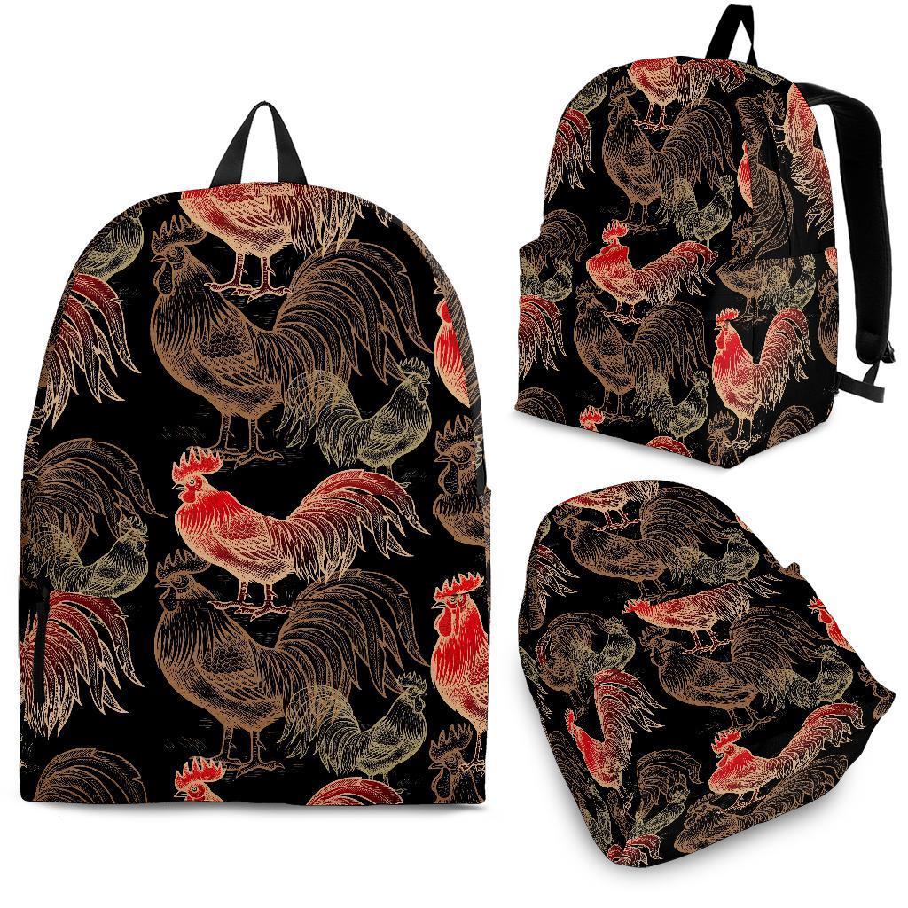 Rooster Print Pattern Backpack-grizzshop