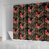 Rooster Print Pattern Bathroom Shower Curtain-grizzshop