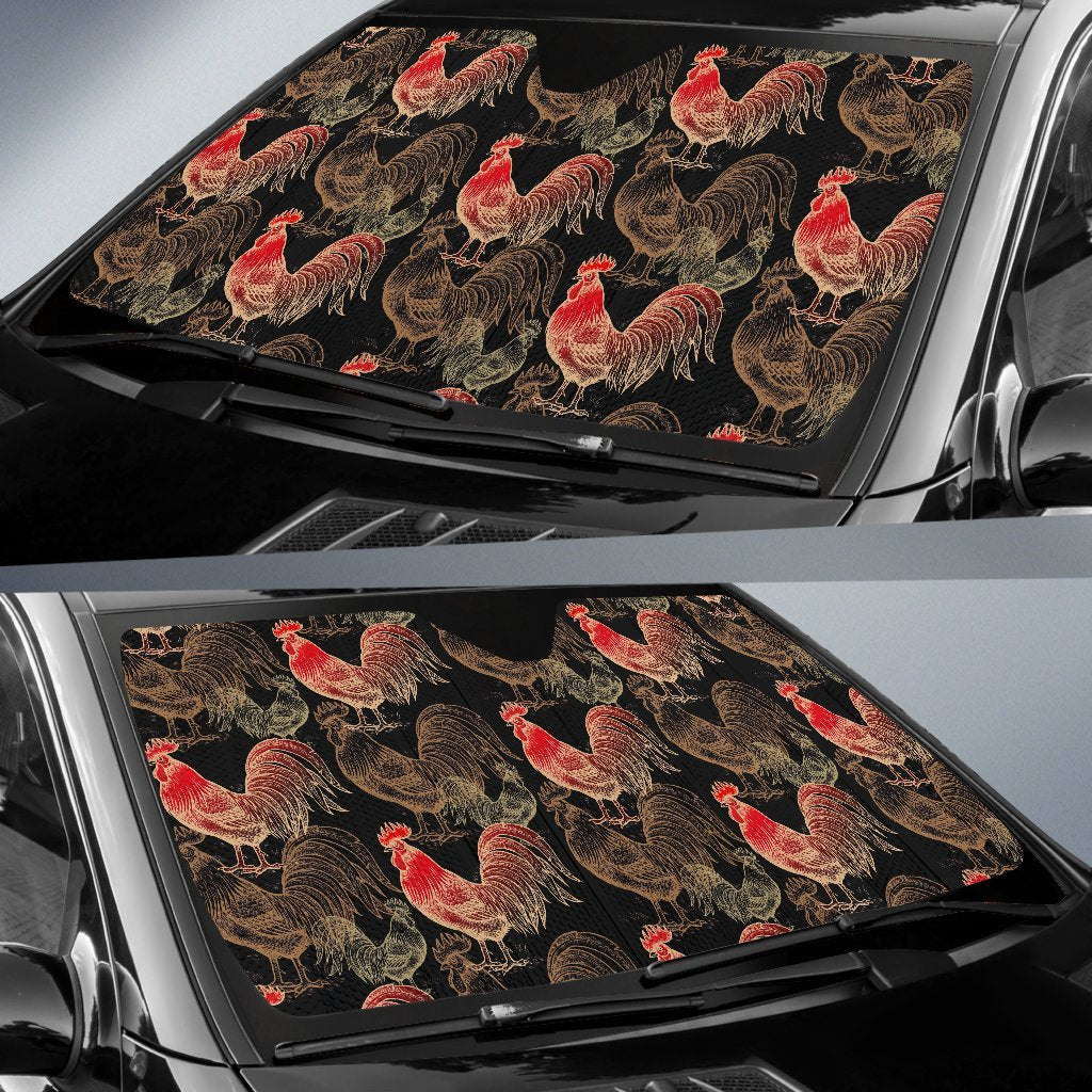 Rooster Print Pattern Car Sun Shade-grizzshop