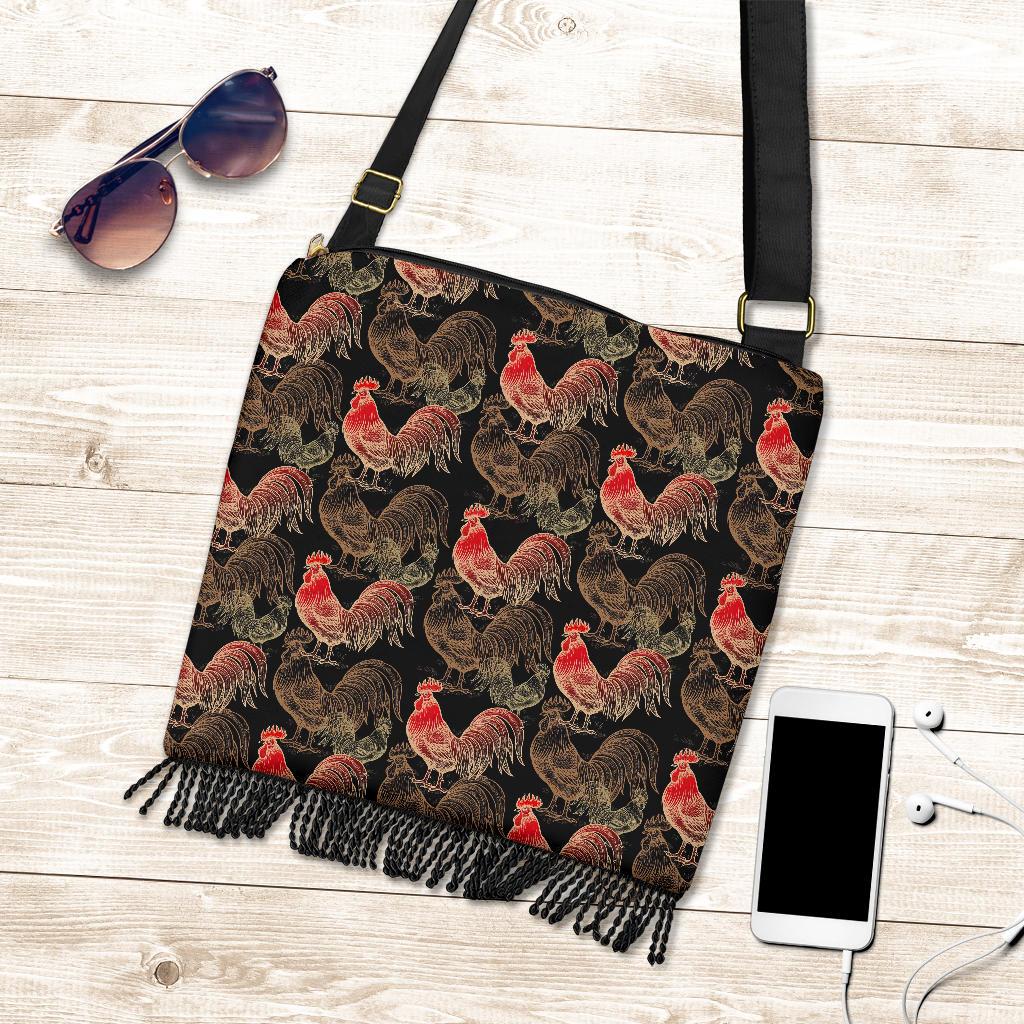 Rooster Print Pattern Crossbody bags-grizzshop