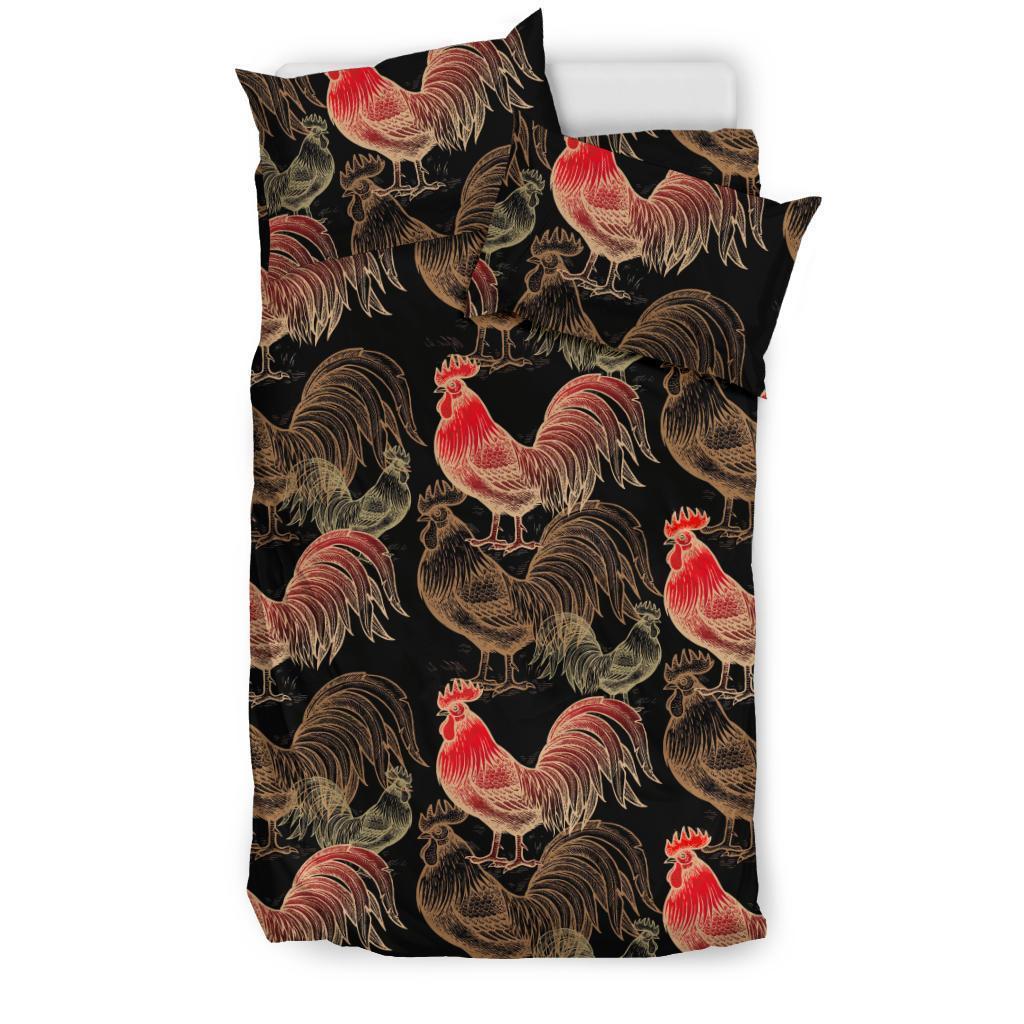 Rooster Print Pattern Duvet Cover Bedding Set-grizzshop