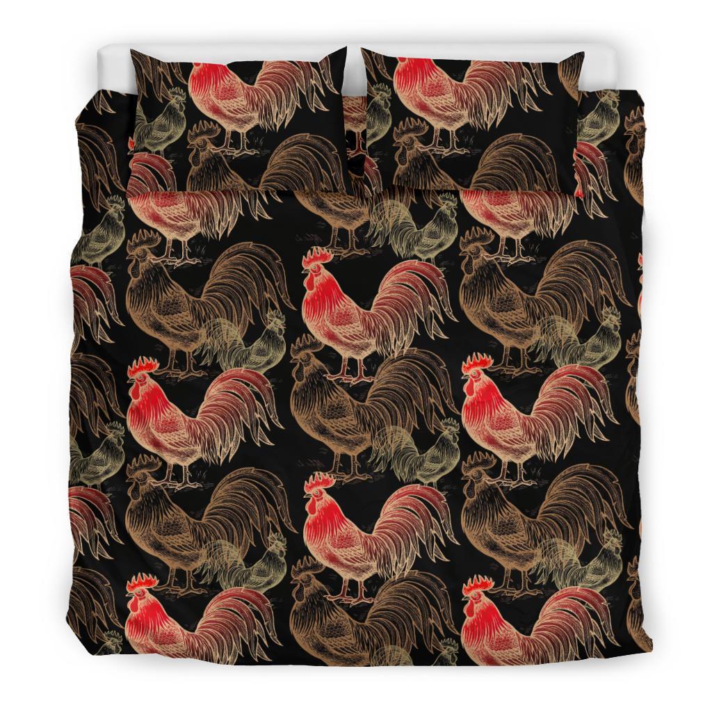 Rooster Print Pattern Duvet Cover Bedding Set-grizzshop