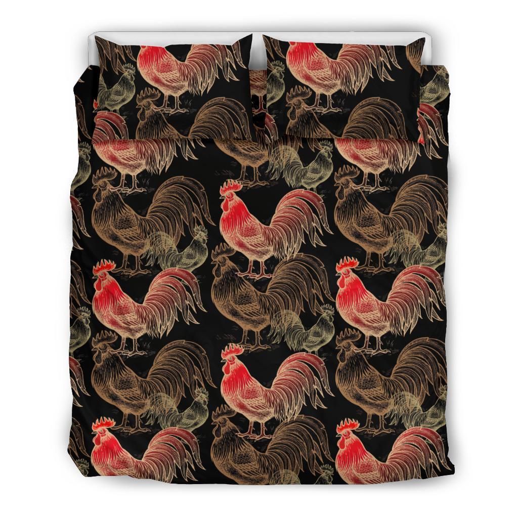 Rooster Print Pattern Duvet Cover Bedding Set-grizzshop