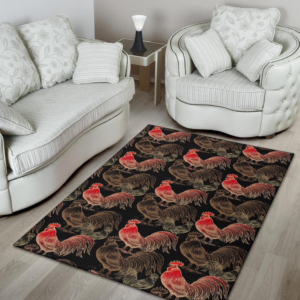 Rooster Print Pattern Floor Mat-grizzshop