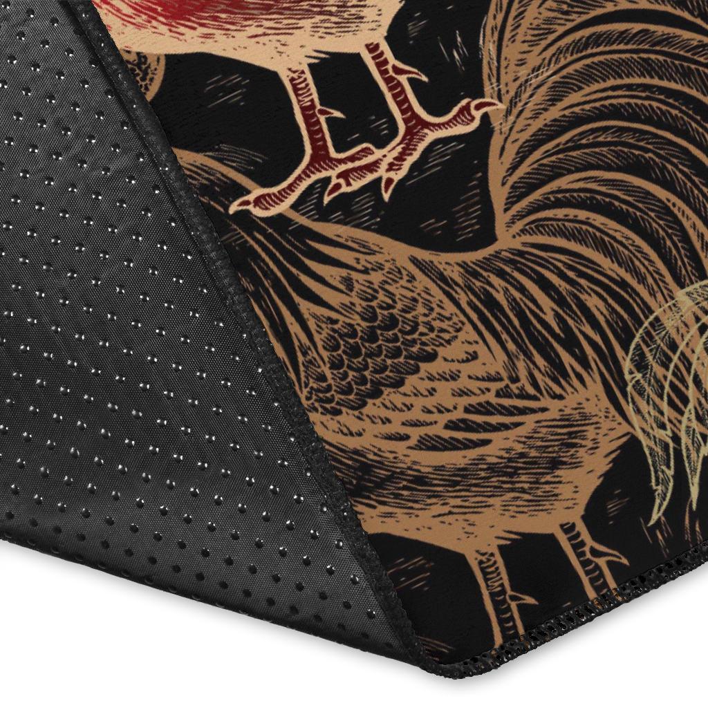 Rooster Print Pattern Floor Mat-grizzshop