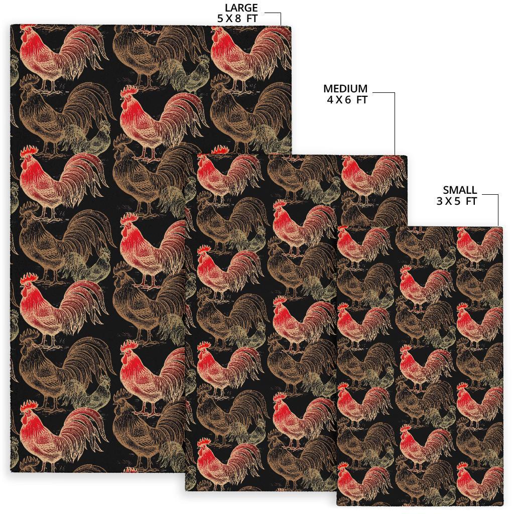 Rooster Print Pattern Floor Mat-grizzshop