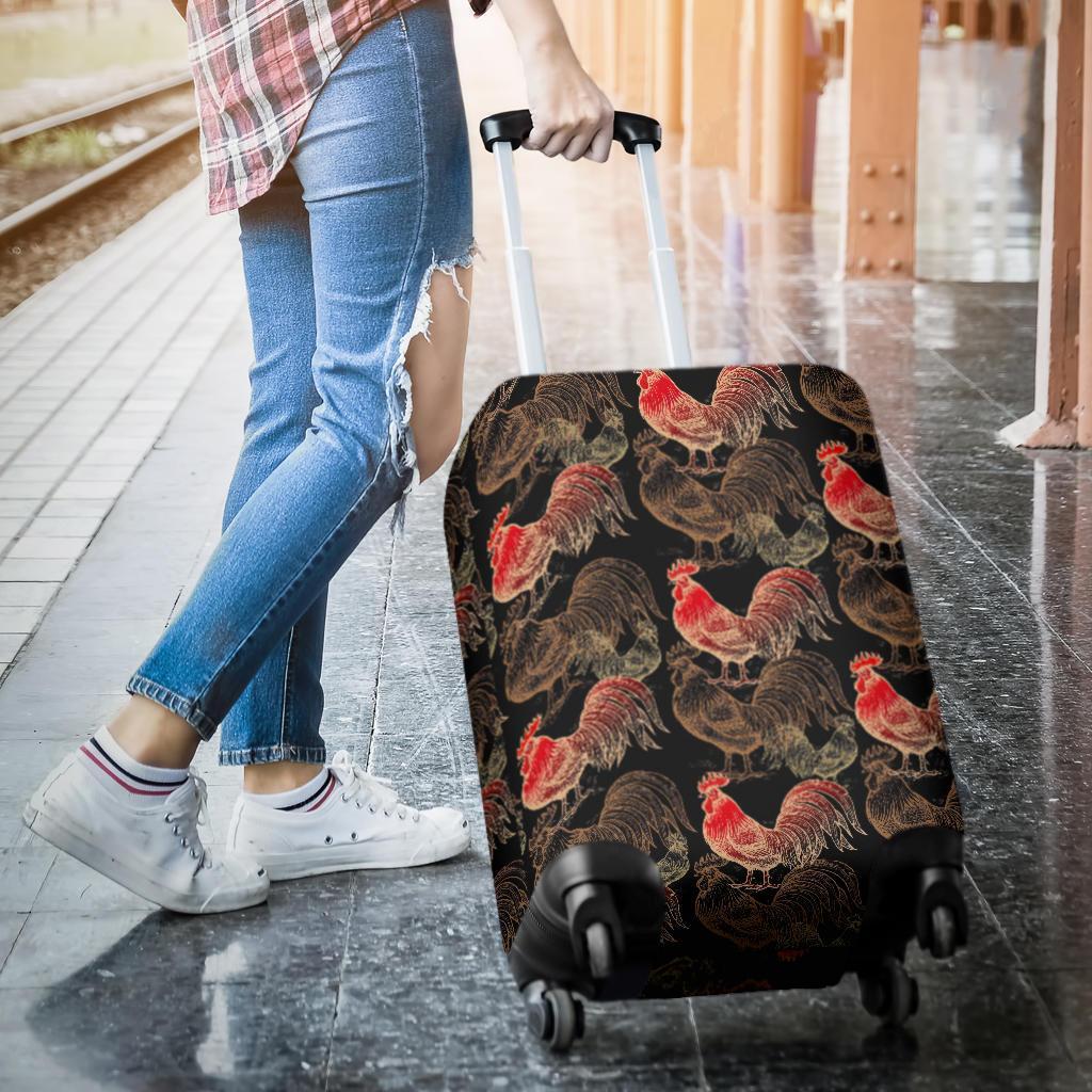 Rooster Print Pattern Luggage Cover Protector-grizzshop