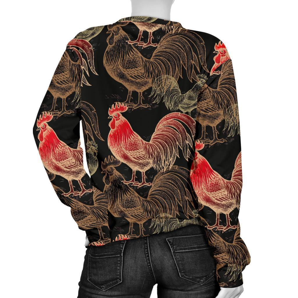 Rooster Print Pattern Women's Sweatshirt-grizzshop