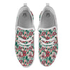 Rose And Zigzag Peony Print Pattern White Athletic Shoes-grizzshop