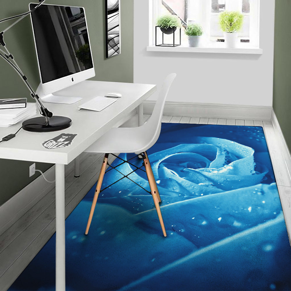Rose Blue Print Floor Mat-grizzshop