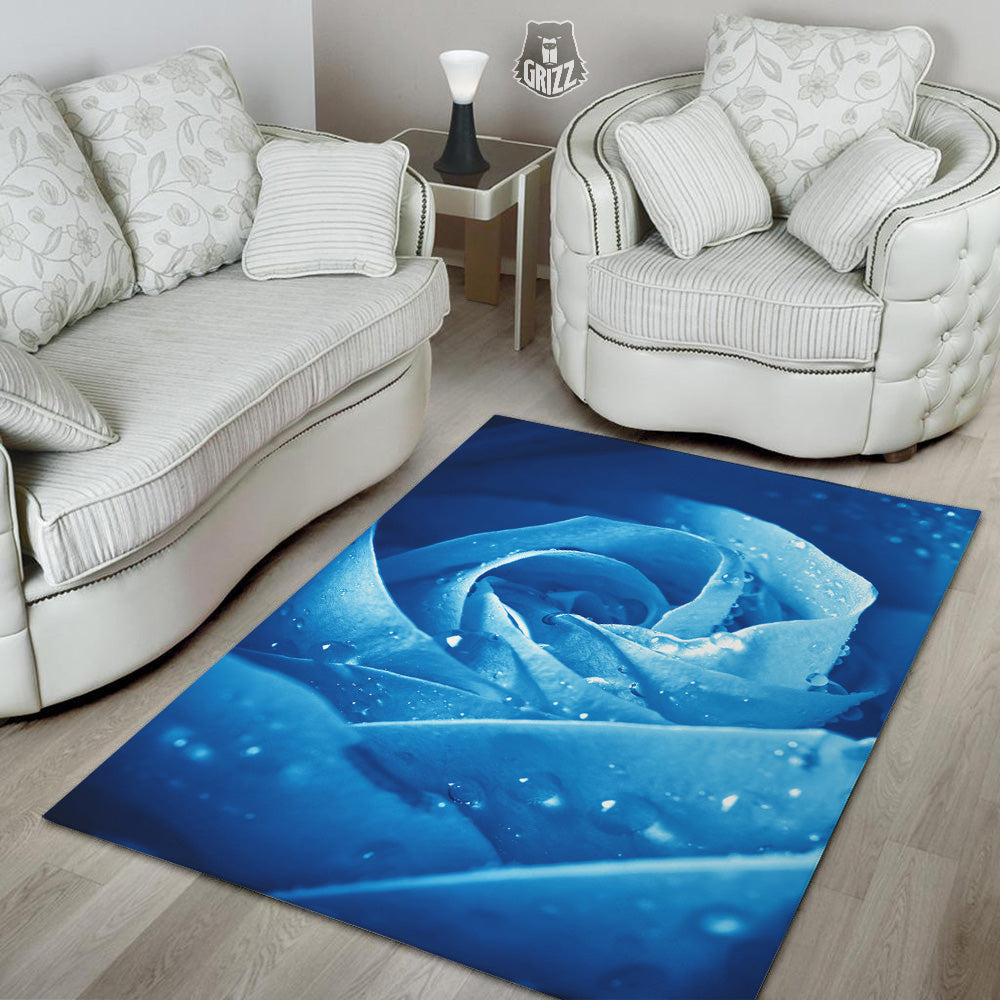 Rose Blue Print Floor Mat-grizzshop