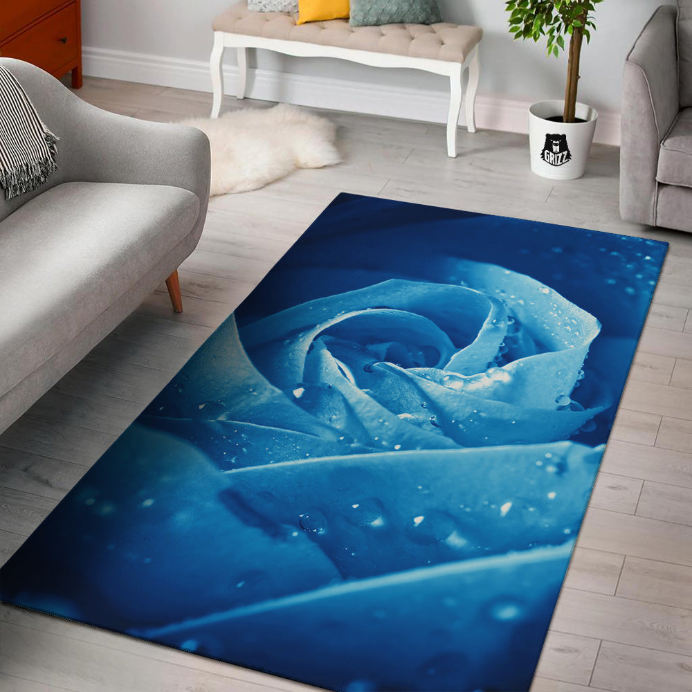Rose Blue Print Floor Mat-grizzshop