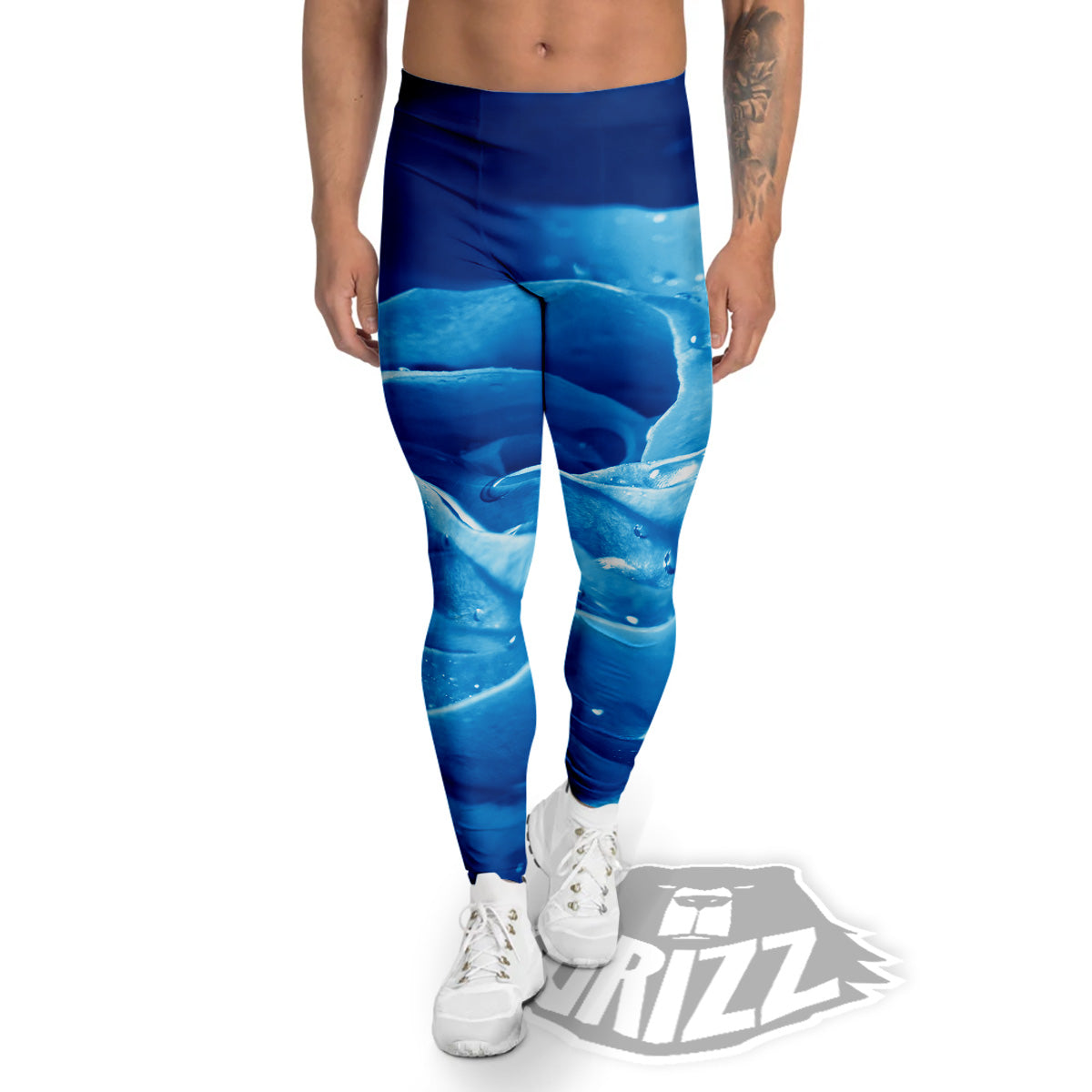 Rose Blue Print Men's Leggings-grizzshop