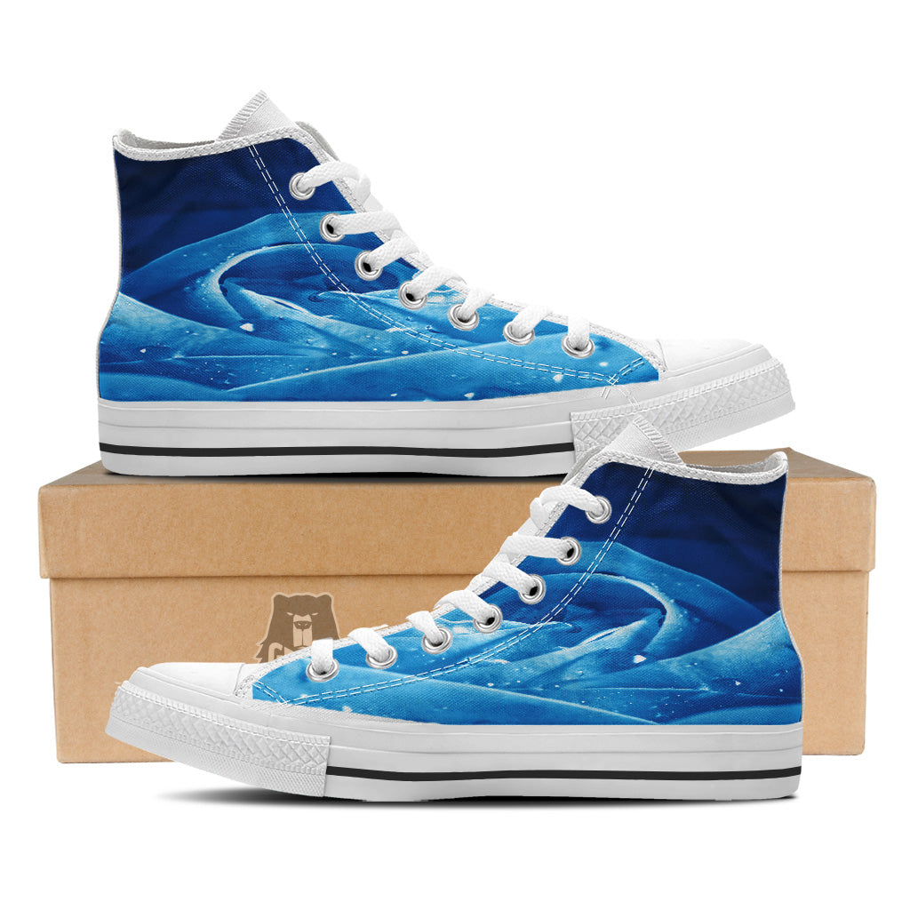 Rose Blue Print White High Top Shoes-grizzshop