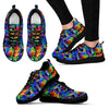 Rose Colorful Rainbow Pattern Print Black Sneaker Shoes For Men Women-grizzshop