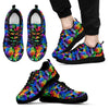Rose Colorful Rainbow Pattern Print Black Sneaker Shoes For Men Women-grizzshop