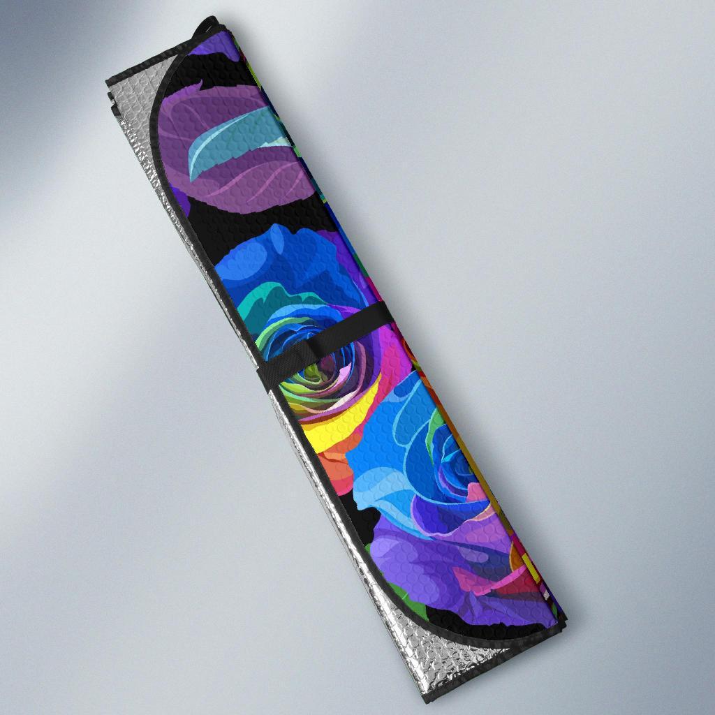 Rose Colorful Rainbow Pattern Print Car Sun Shade-grizzshop