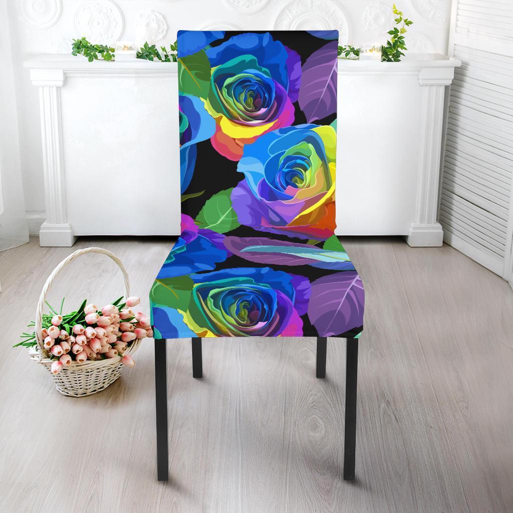 Rose Colorful Rainbow Pattern Print Chair Cover-grizzshop