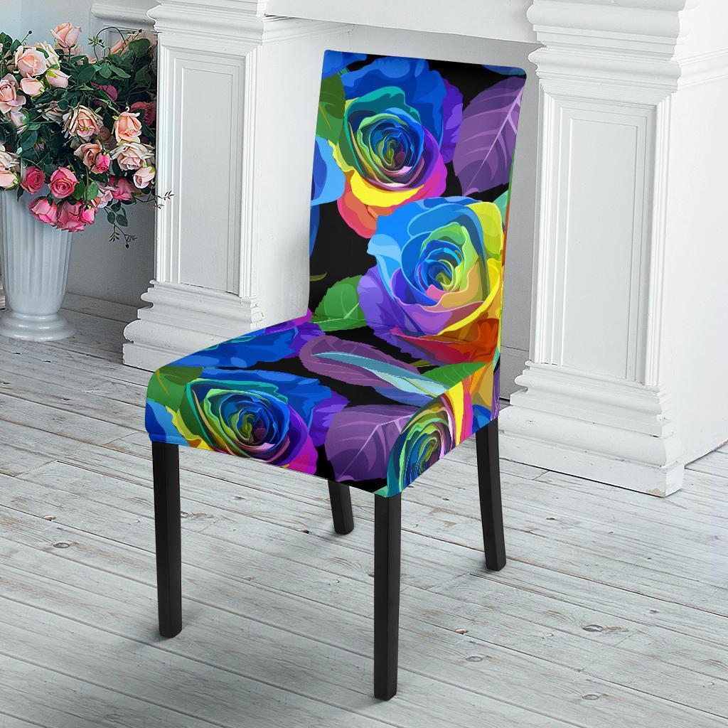 Rose Colorful Rainbow Pattern Print Chair Cover-grizzshop