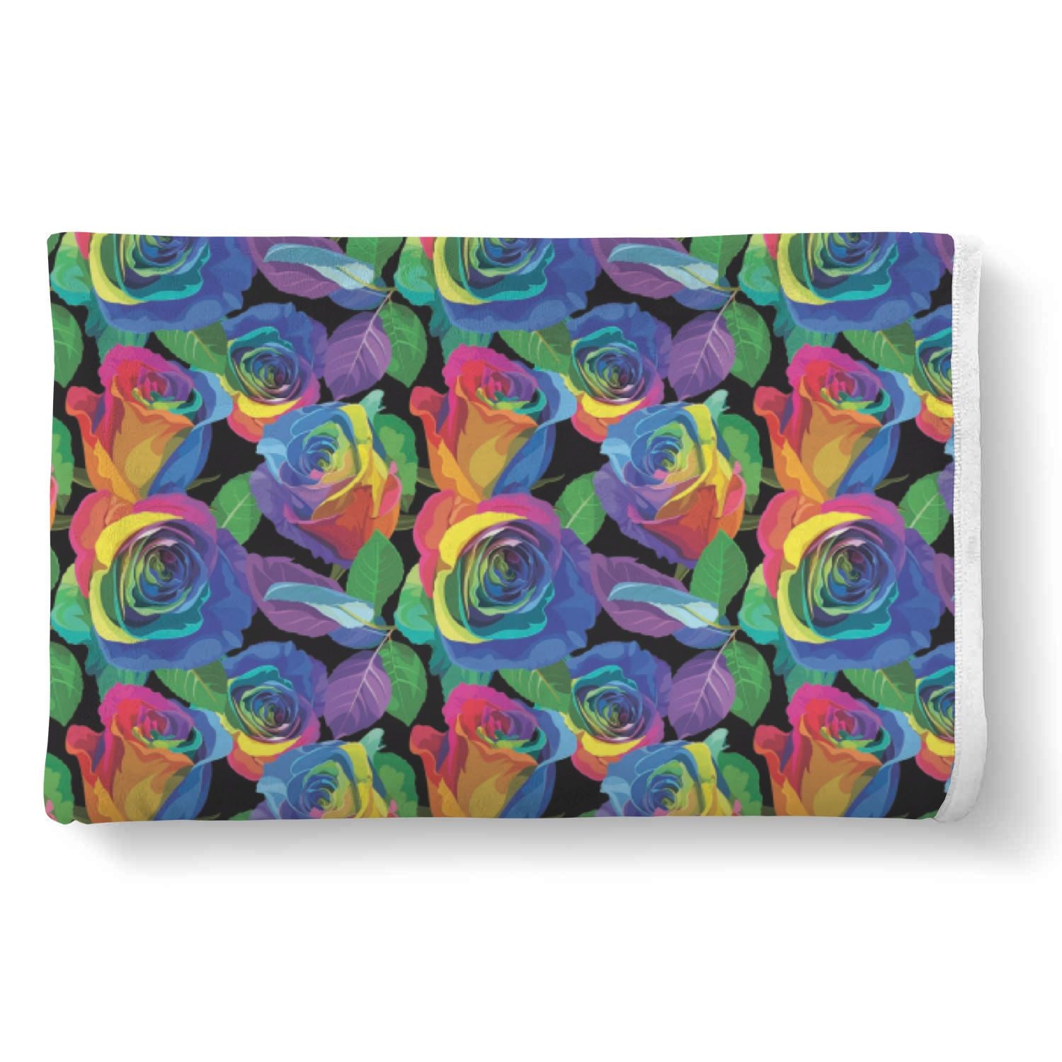 Rose Colorful Rainbow Pattern Print Throw Blanket-grizzshop