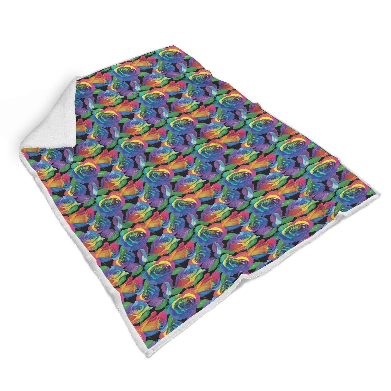Rose Colorful Rainbow Pattern Print Throw Blanket-grizzshop