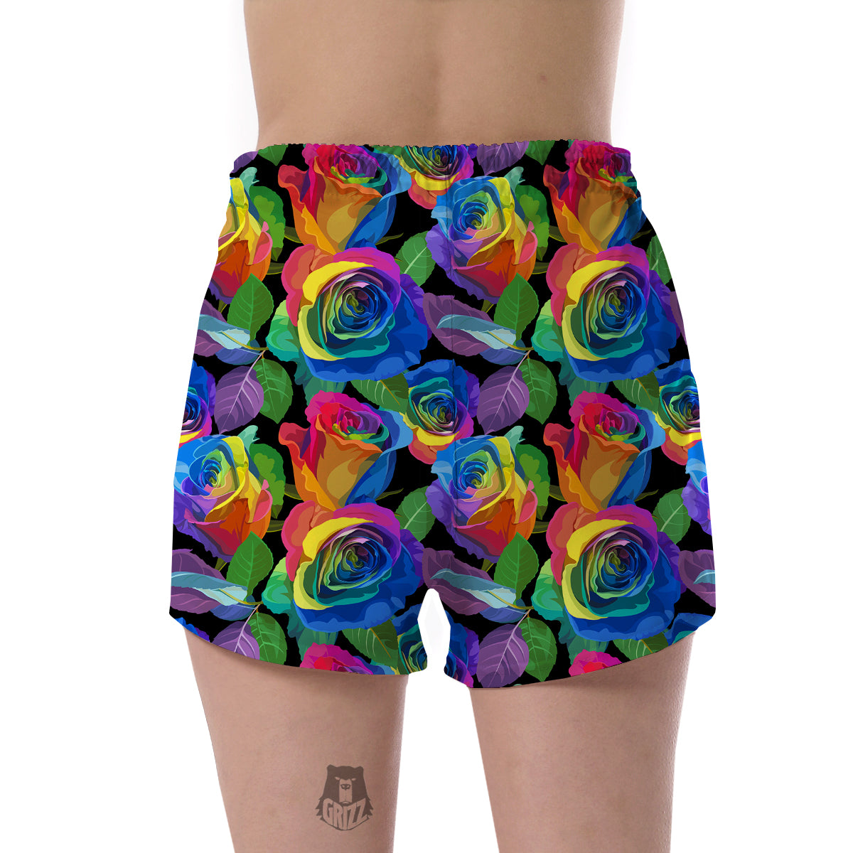 Rose Colorful Rainbow Pattern Print Women's Shorts-grizzshop