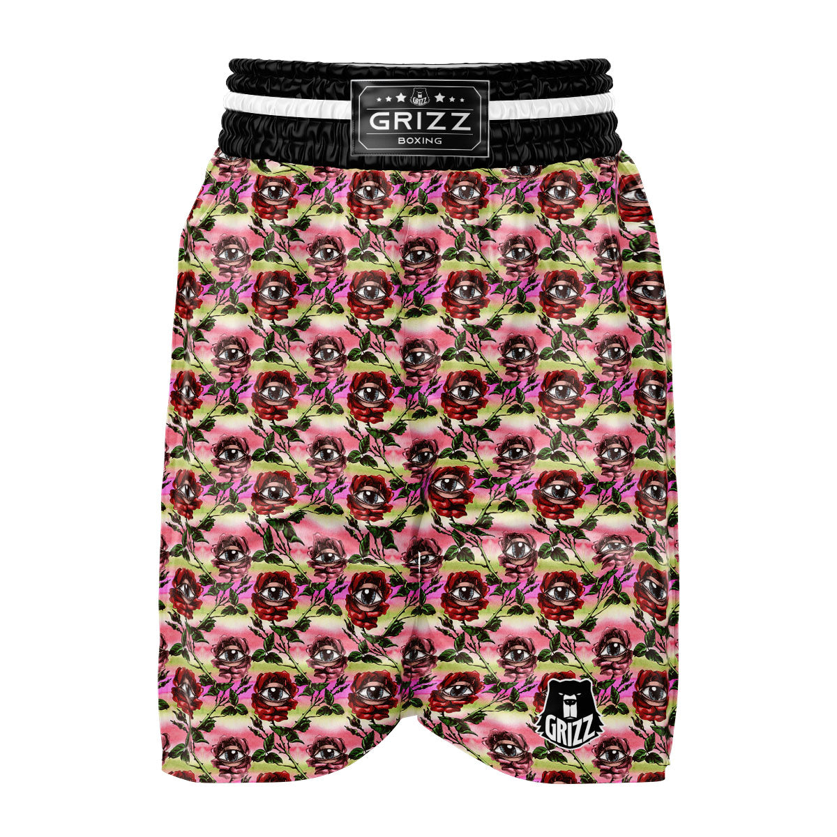 Rose Eyeball Print Pattern Boxing Shorts-grizzshop