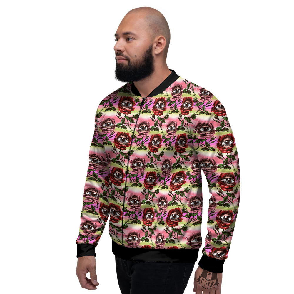Rose Eyeball Print Pattern Men's Bomber Jacket-grizzshop