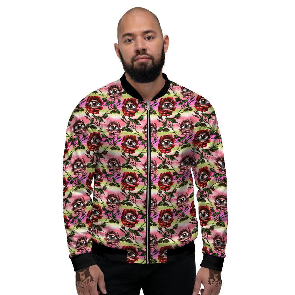 Rose Eyeball Print Pattern Men's Bomber Jacket-grizzshop