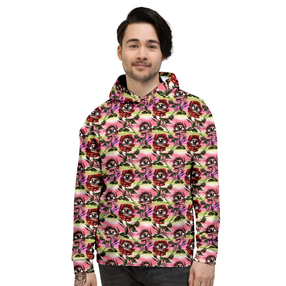 Rose Eyeball Print Pattern Men's Hoodie-grizzshop