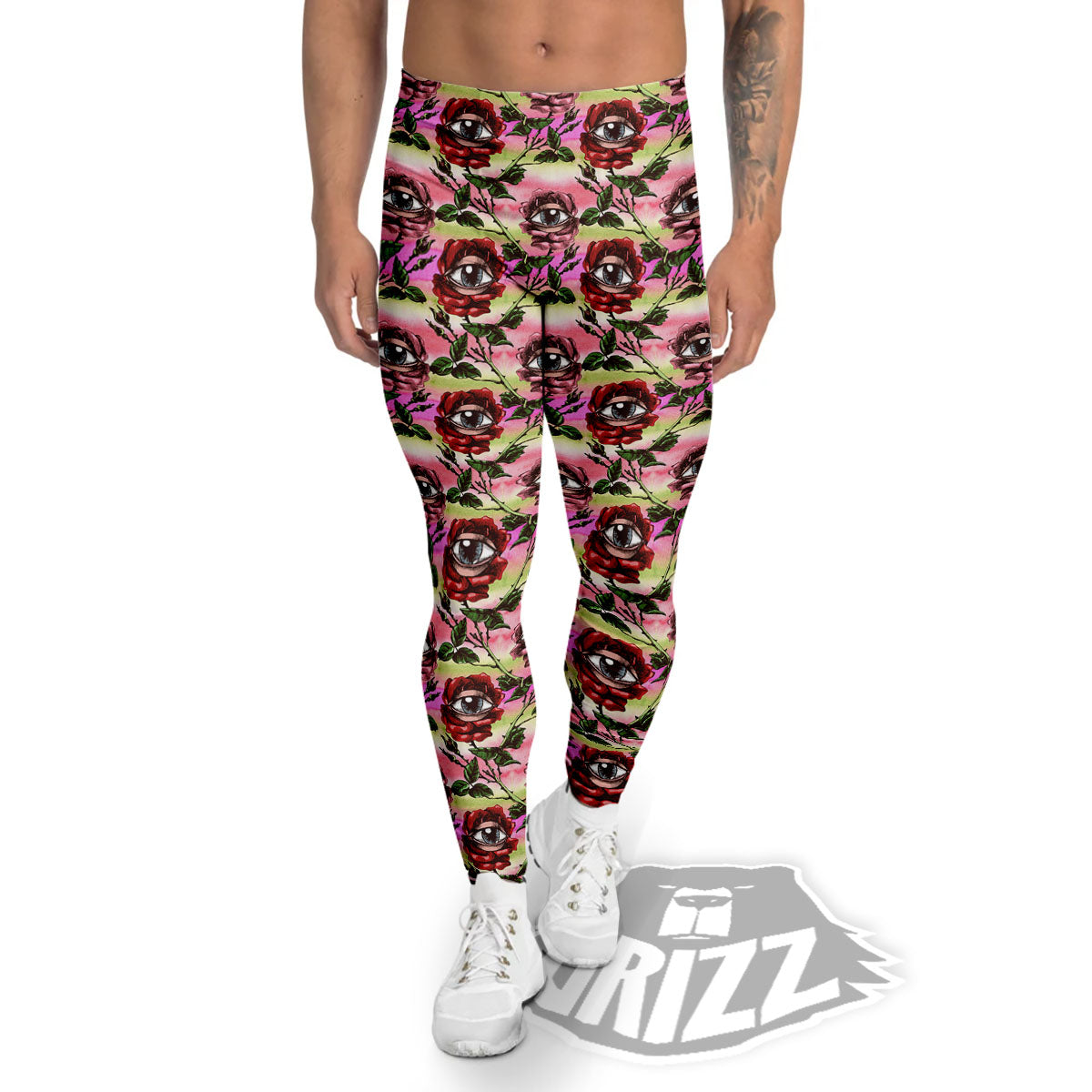 Rose Eyeball Print Pattern Men's Leggings-grizzshop