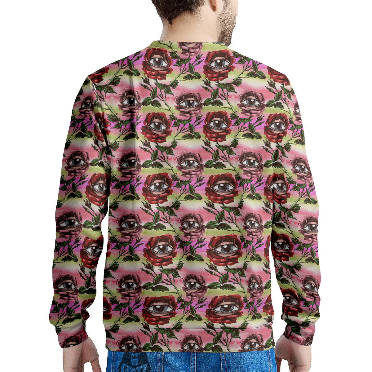 Rose Eyeball Print Pattern Men's Sweatshirt-grizzshop