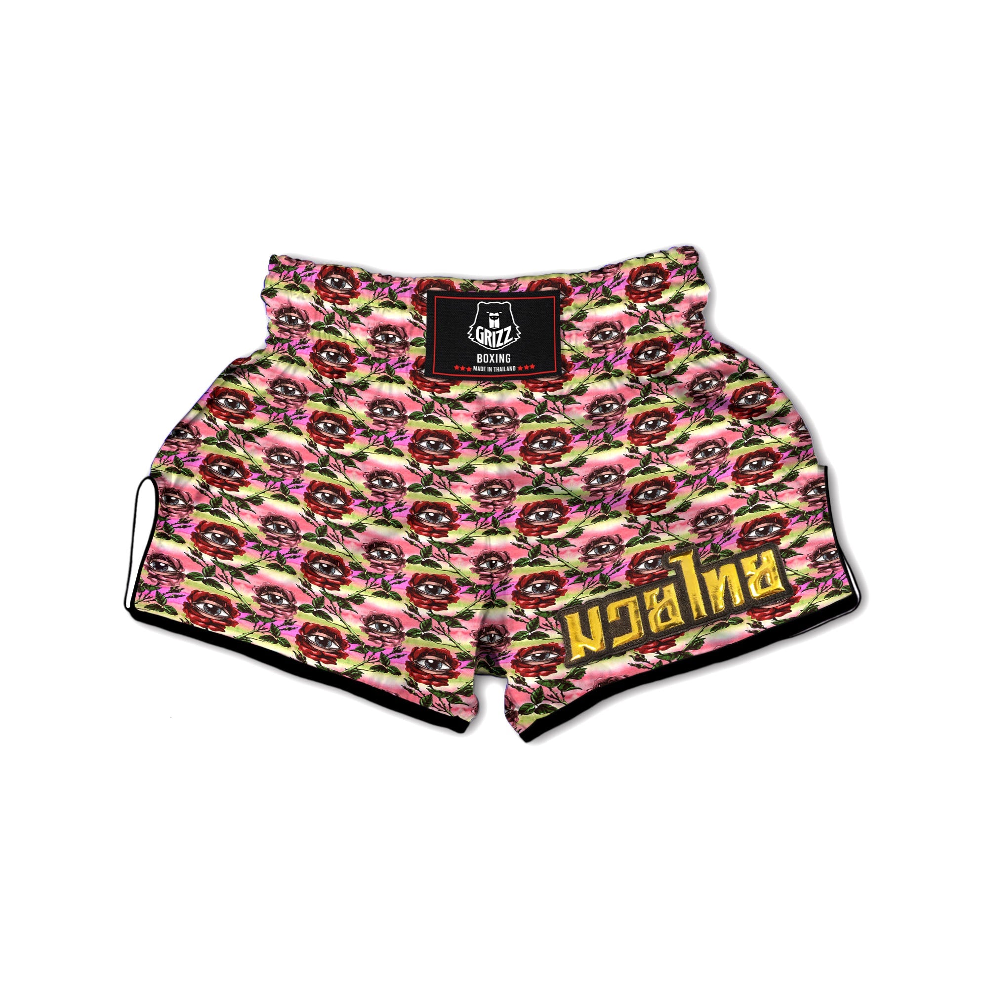 Rose Eyeball Print Pattern Muay Thai Boxing Shorts-grizzshop