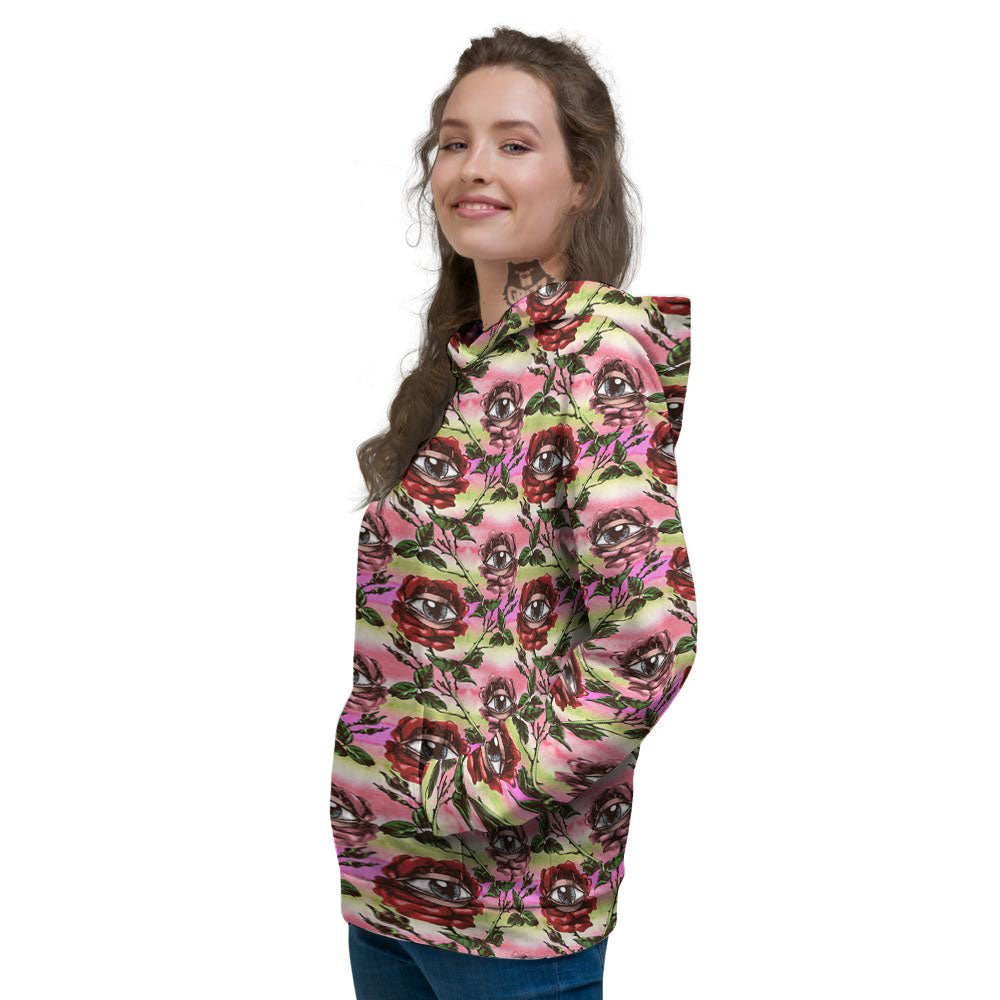 Rose Eyeball Print Pattern Women's Hoodie-grizzshop