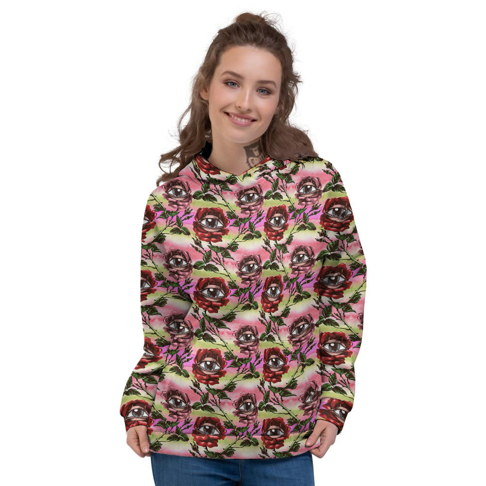 Rose Eyeball Print Pattern Women's Hoodie-grizzshop