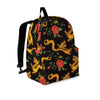 Rose Floral Golden Dragon Print Backpack-grizzshop