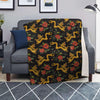 Rose Floral Golden Dragon Print Blanket-grizzshop