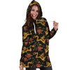 Rose Floral Golden Dragon Print Hoodie Dress-grizzshop