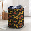 Rose Floral Golden Dragon Print Laundry Basket-grizzshop