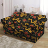 Rose Floral Golden Dragon Print Loveseat Cover-grizzshop