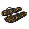 Rose Floral Golden Dragon Print Men's Flip Flops-grizzshop