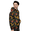 Rose Floral Golden Dragon Print Men's Hoodie-grizzshop