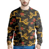 Rose Floral Golden Dragon Print Men's Sweatshirt-grizzshop