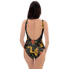 Rose Floral Golden Dragon Print One Piece Swimsuite-grizzshop