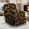 Rose Floral Golden Dragon Print Recliner Cover-grizzshop