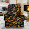 Rose Floral Golden Dragon Print Recliner Cover-grizzshop