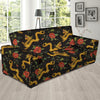 Rose Floral Golden Dragon Print Sofa Cover-grizzshop