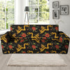 Rose Floral Golden Dragon Print Sofa Cover-grizzshop