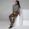 Rose Floral Golden Dragon Print Women's Joggers-grizzshop