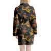 Rose Floral Golden Dragon Print Women's Robe-grizzshop